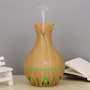 Wood Grain Aroma Humidifier – Ultrasonic Cool Mist Diffuser with LED Light
