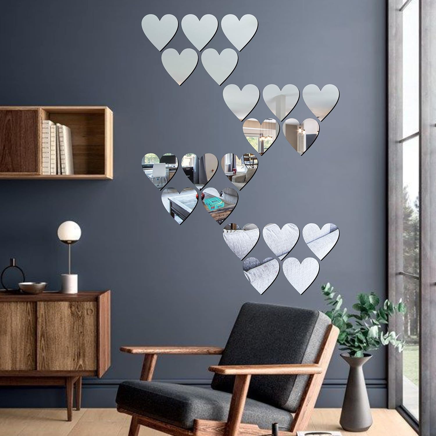 Heart-Shaped Acrylic Mirror Wall Sticker