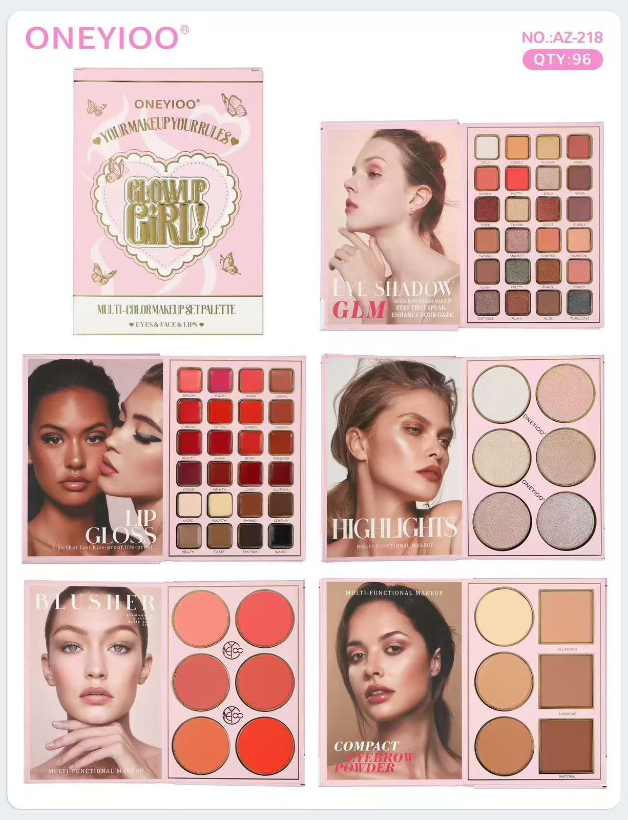 ONEYIOO - 5-in-1 Multi-Colour Makeup Palette