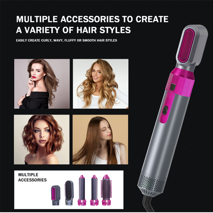 Hot Air Brush 5 in 1  Hairdryer Brush-air Styler - Volumizer Hair Straightener For Women